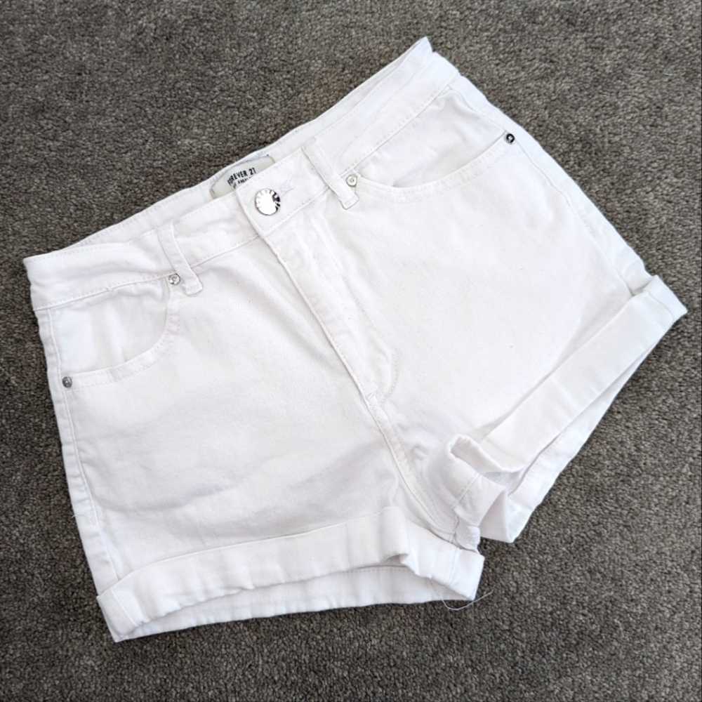 FOREVER 21 high rise white denim shorts Waist 25 Size Xsmall Small